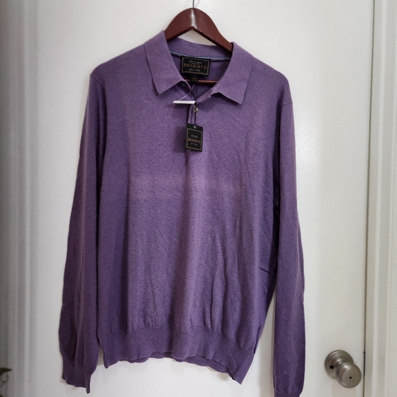 JoS. A.Bank RESERVE LONG SLEEVE 10% SILK 90% COTTON MEN'S SWEATER  L - Picture 2 of 11